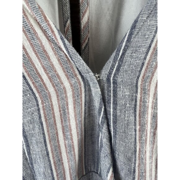 American Eagle Womens Romper Striped VNeck Cinched Waist Linen Blend Large - Picture 7 of 11